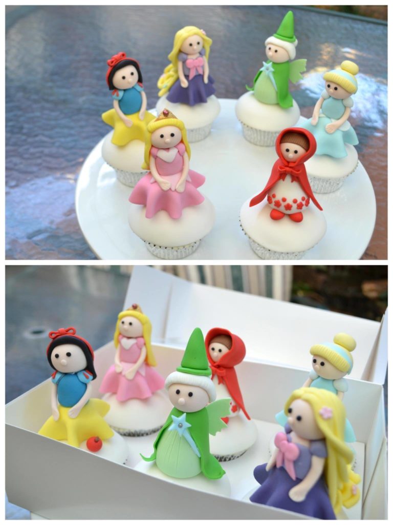 Cupcakes with Princess Toppers made from fondant