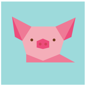 Geometric pig image made with CSS